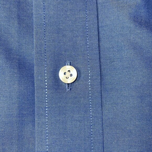 Brooks Brothers Dress Shirt 17.5 4/5‎ Non Iron Supima Cotton Solid Blue Classic - Picture 8 of 9